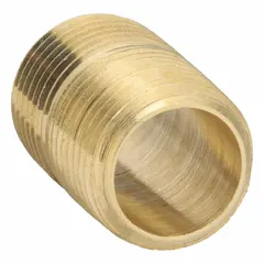 Brass pipe nipple with 3/8 in nominal pipe size and 1 in overall length. Features Male NPT x Male connections. Rated for maximum operating pressure of 1,000 psi and maximum steam pressure of 1,000 psi. Used to connect two male threaded fittings in instrumentation, pneumatic, and low-pressure steam systems.
