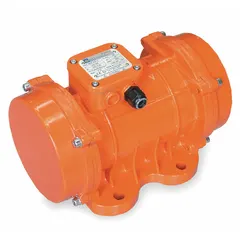 This electric vibrator delivers 1,766 lbf of centrifugal force at 3,600 vibrations per minute. It operates on 230/460V AC, drawing 1.50 A at 460V or 3.00 A at 230V, with a sound level of 76 dBA. Designed for continuous duty, it is used to move, compact, or separate bulk materials in hoppers, chutes, and screens.