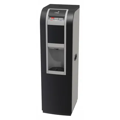 OASIS Plumbed Water Dispenser: Freestanding, Cold/Hot, Gray, Carbon Fiber, 45 3/8 in Ht - Freestanding Plumbed Water Dispensers with Filtration