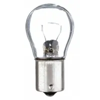 Incandescent lamp with BA15s single-contact bayonet base and S8 bulb shape. Operates at 12V AC and produces white light. Suitable for sign lighting, indicator applications, and other general illumination where a compact bayonet base lamp is required