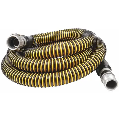 OEM Water Suction Hose: 3 in Hose Inside Dia., 12 psi, Black/Yellow - Polyethylene Water Suction & Discharge Hose Assemblies with Polyethylene Double Helix Reinforcement
