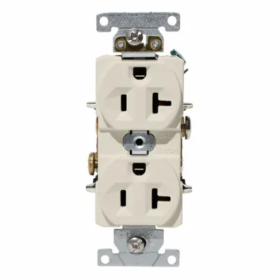 LEVITON Duplex Receptacle Outlet: Duplex, 5-20, Light Almond, 125V AC, 20 A - General Purpose Receptacles