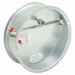 Barometric draft control damper for natural gas and oil fuels. Press-fit connection fits 11 to 12 inch duct diameters. Overall length 16 1/2 inches. Regulates draft in heating system flues to maintain proper combustion.