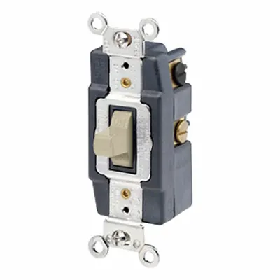 LEVITON Wall Switch: Toggle Switch, Double Pole/Double Throw, Maintained, Ivory - Toggle Wall Switches