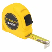 STANLEY Tape Measure: Nonmagnetic Single Hook Tip, 26 ft / 8 m, Plastic, Yellow (MPN 30-456)