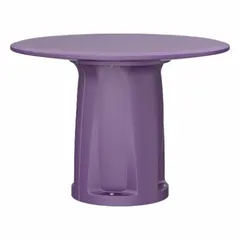 Cylinder base table with a 42-inch diameter top. No game top design; accepts ballast for stability. Indigo finish. Meets ISO 22196 standards. Suitable for use in commercial or institutional settings requiring a stable, easy-to-clean surface.