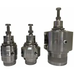 Pressure regulator for corrosive and ultra-pure gases. Constructed with 316L stainless steel body and nitrile seal. Features 1/2 in NPT female connection and hex head adjusting screw. Relieving operation. Suitable for applications requiring corrosion resistance and gas purity.