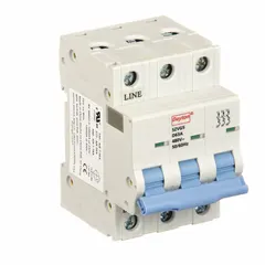 3-pole D-curve supplementary protector rated 63A at 480V AC with a maximum interrupting rating of 7.5kA. Features screw clamp terminals and DIN rail mounting. Suitable for overcurrent protection in industrial control panels, HVAC equipment, and machinery where high inrush currents from motors or transformers are present.