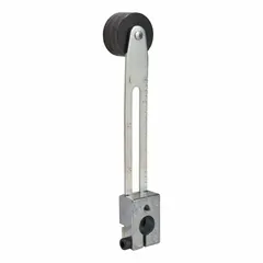 Rotary lever roller actuator with outside offset roller position. Adjustable arm/operator length up to 4 inches. Compatible with 9007C series limit switches. Used for position detection of moving parts in industrial machinery and automation systems.