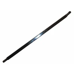 Steel push rod with black finish, designed as a replacement component for pallet jacks. Connects the handle to the hydraulic pump mechanism for lifting and lowering loads. Compatible with model 4YX97.