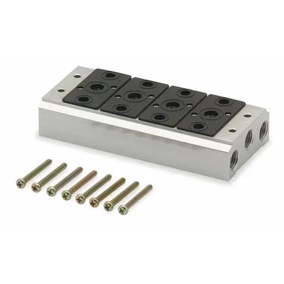 ARO Manifold Kit: 4 Valve Ports, Side-Ported Body, 15°F to 122°F, 45 psi to 140 psi - ARO MaxAir Series Manifolds & Bases