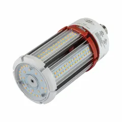 This LED lamp replaces high-intensity discharge (HID) lamps in medium screw (E26) fixtures. It is available in selectable wattages of 18 W, 27 W, or 36 W with a 3000K color temperature. Suitable for applications requiring high-output illumination, such as industrial and commercial spaces.