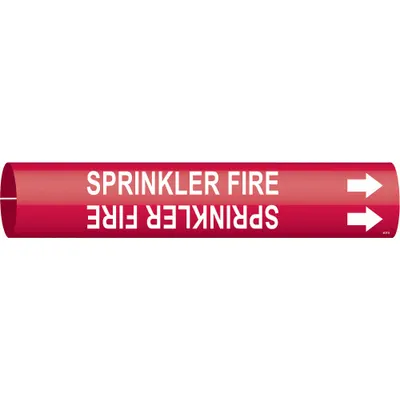BRADY Pipe Marker: Sprinkler Fire, Red, White, Fits 4 to 6 in Pipe O.D., 1 Pipe Markers - Sprinkler Fire Snap-On Pipe Markers