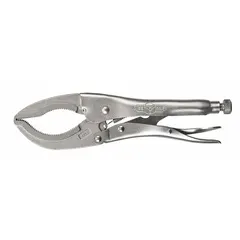 These curved-jaw locking pliers feature a lever action and plain grip for secure clamping. With a 3 1/8 in maximum jaw opening and 12 in overall length, they are suited for gripping and holding workpieces in metalworking, fabrication, and maintenance tasks.