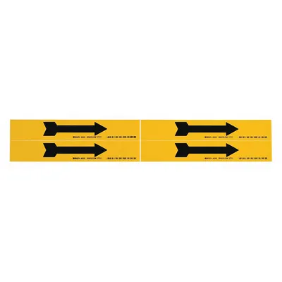 BRADY Pipe Marker: Yellow, Black, 7 in Wd, Vinyl, 7 in Roll Wd - Pipe Marker Directional Flow Arrows