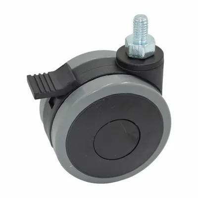 ALCO Stem Caster: Swivel, Face Brake, Stem, Black, Drive Medical - Casters for Healthcare Beds