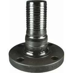 This steel x steel combination nipple features a hose barb on one end and a flange on the other, designed for connecting 2-inch hose to flanged systems. Suitable for air, water, and chemical transfer in industrial fluid handling applications.