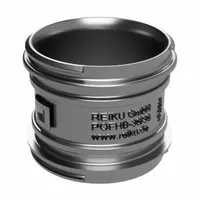 This spring holder, made of black polyamide 6, is designed for continuous-flex corrugated tubing with a nominal size of 1-1/4 in. It secures and supports flexible conduit in dynamic applications, helping to prevent kinking and maintain cable protection in equipment installations
