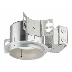 This 6-inch new construction recessed LED downlight housing is designed for flat ceilings. It operates at 120 to 277V AC, delivers 900 lumens at 3500K with 90 CRI, and consumes 16.9 W. The housing is dimmable and accepts separately ordered trims and reflectors or baffles for general or accent lighting in residential and commercial spaces.