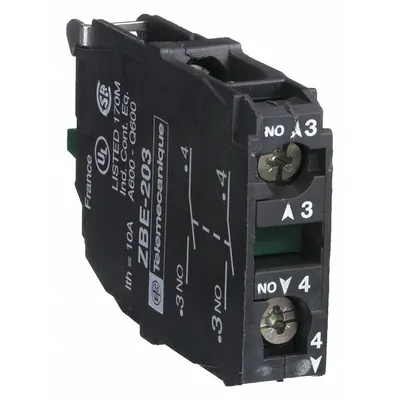 SCHNEIDER Contact Block: 22 mm Panel Mounting Size, 2NO, Momentary - Contact Blocks