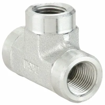 AEROQUIP Hydraulic Hose Adapter: 1/4 in x 1/4 in x 1/4 in Fitting Size, Female x Female x Female - NPTF-to-NPTF Steel Hydraulic Hose Adapters