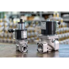 NC solenoid valve for air control fast/slow opening fast/slow closing. The VRA – VLA – VTA types are normally closed solenoid valves for regulation of cold combustion air. When the coil is unenergized, the spring pushes on the disk to keep the adjusted minimum air passage. The valve opens when the coil is powered, moving the disc to the maximum open position. The valve moves to the minimum position when the power is off. This type of device is suitable for high/low stage control of combustion air in industrial gas burners.   (qualified for continuous service- 100% ED).
