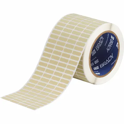BRADY Pre-Cut Label Stock Roll: 1/4 in x 3/4 in, 3 11/32 in x 1/4 in, Polyimide - Brady Precut Label Rolls