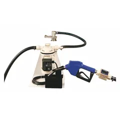 This tote-mount DEF dispensing pump system operates on 115 V AC with a 1/10 hp motor and delivers a maximum flow rate of 8 gpm. The polypropylene pump body is paired with a stainless steel nozzle and a digital meter for accurate fluid transfer. The kit includes a discharge hose and nozzle, suitable for dispensing diesel exhaust fluid from totes in industrial or fleet maintenance settings.