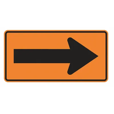 LYLE Traffic Sign: 24 in x 48 in Nominal Sign Size, Aluminum, 0.08 in, W1-6 MUTCD - One-Direction Large Arrow Signs