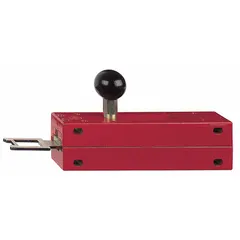 Straight sliding bolt actuating key for use with XCSA, XCSB, XCSC, XCSE, XCSLE, and XCSLF series safety-interlock switches. Designed for industrial machine guard interlocking applications where a mechanical key ensures switch actuation only when the guard is closed.