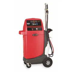 Electric-powered fluid evacuator designed for transmission fluid exchange. Overall dimensions: 20 in length, 33 in width. Used in automotive service and fleet maintenance for efficient fluid removal and replacement.