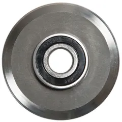 Replacement cutter wheel for pipe cutting tools. Dimensions: 4 in length, 5.1 in width, 1.4 in height. Used in plumbing and pipefitting for cutting various pipe materials.