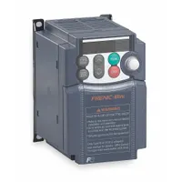 The FUJI ELECTRIC FRENIC Mini C2 is a compact variable frequency drive with single-phase input and three-phase output at 200-240V AC. Rated at 1/4 hp, it features a heat sink style and is finished in Black/Blue/Gray. This drive is used to control the speed of three-phase motors in applications such as conveyors, pumps, and fans