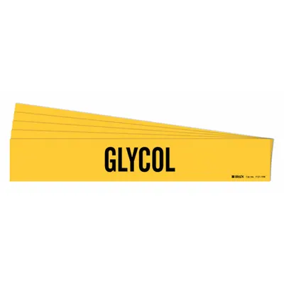 BRADY Pipe Marker: Glycol, Yellow, Black, Fits 8 in and Larger Pipe O.D., 1 Pipe Markers - Glycol Adhesive Pipe Markers
