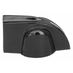 Thermoset pointer control knob with 1.2 in diameter and 0.625 in height. Features an unthreaded bushing for mounting. Used for precise manual adjustment on panel controls, valve indicators, and machine settings where a clear pointer position is required.