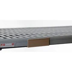 This label holder is designed for use with Metro Super Erecta Pro plastic shelving. It provides a clear identification area for shelf contents, aiding organization in storage environments. The tan holder measures 39 7/16 inches wide and 1 1/4 inches high.
