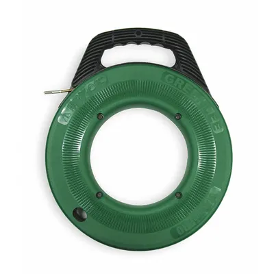 GREENLEE Fish Tape: 50 ft Lg, Manual Wind Tape Retraction, Round Tape Shape - Steel Fish Tapes