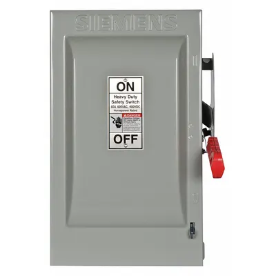 Siemens Safety Switch: Fusible, 60 A, Three Phase, 600V AC, Galvanized Steel - Fusible Safety Switches