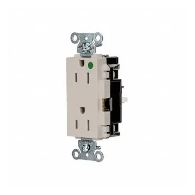 HUBBELL Receptacle: Hospital Grade, Decorator Duplex, 5-15R, Light Almond, 125V AC - General Purpose Receptacles
