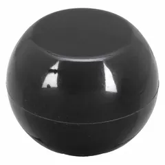Ball knob with threaded hole, 1.5 in diameter, 3/8"-24 thread, 20 mm thread length. Made of thermoset material. Used for manual adjustment and clamping on industrial machinery, control panels, and fixtures.