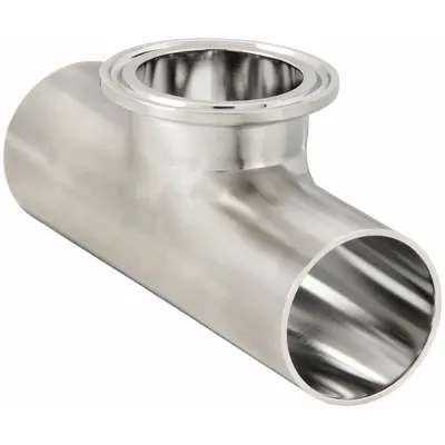 MAXPURE Sanitary Tee Fitting: Short Outlet Tee, 6 in OD x 6 in OD x 6 in OD Size - 316 Stainless Steel Sanitary Tube Fittings