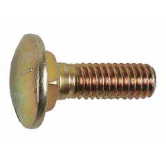 This 5/16" carriage screw is a replacement part for securing components on small engines. It is used in lawn and garden equipment such as mowers and tractors to fasten guards, brackets, or covers during maintenance or repair.