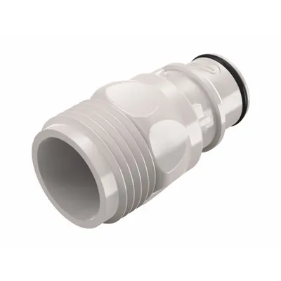 CPC Quick Connection Coupling: Straight, 3/4 in Pipe Size, Quick-Disconnect Coupler x GHT - Polysulfone Quick-Disconnect Tube Fittings