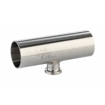 MAXPURE Sanitary Tee Fitting: Short Outlet Tee, 3 in OD x 3 in OD x 1/2 in OD Size - 316 Stainless Steel Sanitary Tube Fittings