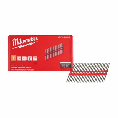 MILWAUKEE Duplex Nails: Duplex Nails, Flat, Smooth, 3 5/8 in Overall Lg, 0.131 in Shank Dia - Collated Framing Nails