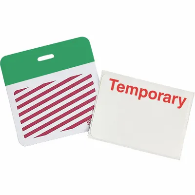 BRADY Card Clip On Badge: Temporary, Vinyl, White, 2 in Card Ht, 3 in Card Wd - Clip-On ID Badges