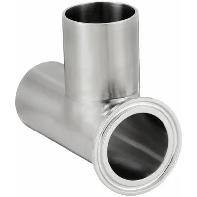 MAXPURE Sanitary Tee Fitting: Short Outlet Tee, 1 1/2 in OD x 1 1/2 in OD x 1 1/2 in OD Size - 316 Stainless Steel Sanitary Tube Fittings