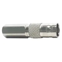 Silver chrome-plated female BNC connector for RG-59 coaxial cable. Twist-on installation for secure termination. Supports frequencies up to 1 GHz. Pack of 100 connectors