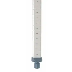 Polymer post with epoxy coating in taupe, measuring 61 3/16 in x 1 3/4 in. Includes MetroMax I Collar Plug. Used as a vertical support component in shelving systems for environments where moisture, chemicals, or microbial growth are concerns.