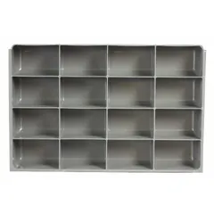 Gray compartment insert with 16 fixed compartments, each 4-5/16 in x 2-27/32 in. Designed for use with DURHAM MFG model 123-95 Large Compartmented Boxes. Suitable for organizing small parts in industrial storage applications.